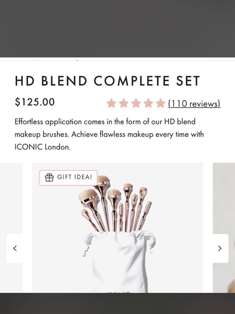 ICONIC London Rose Gold Makeup Brush Set with White Pouch